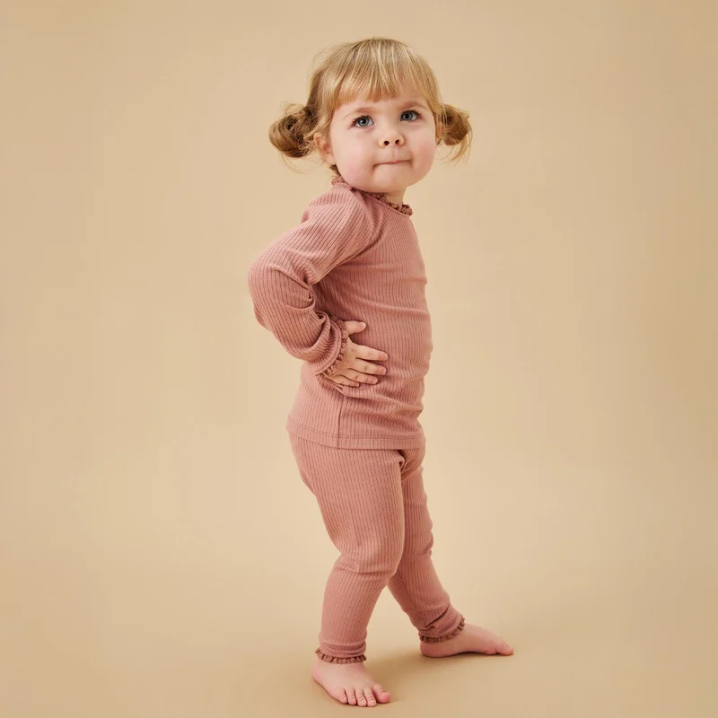 Image of Lace Trim Ribbed Outfit