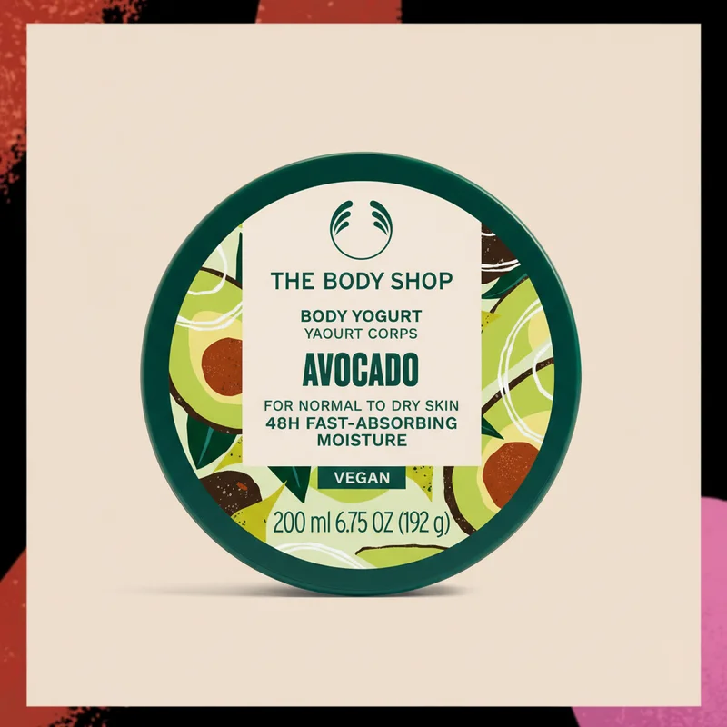 an image of a jar of avocado body butter on a colorful background