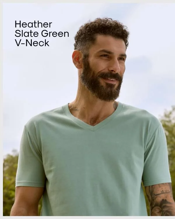 Heather Slate Green V-Neck