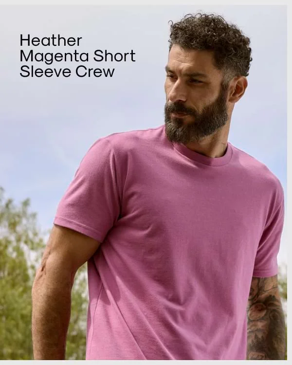 Heather Magenta Short  Sleeve Crew