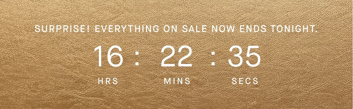 Surprise! Everything on sale now ends tonight.