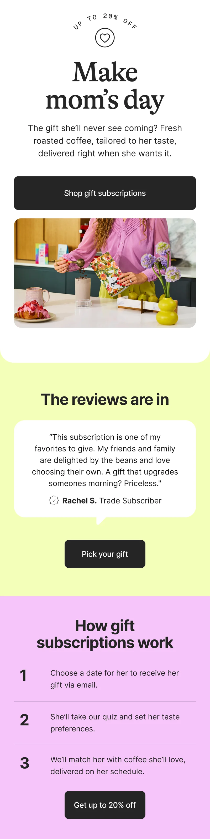 Make mom's day with a coffee gift subscription