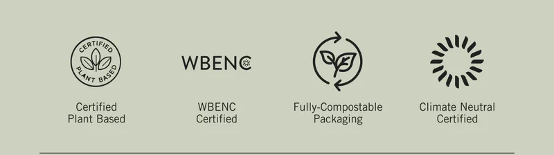 Certified Plant Based. WBE NC Certified. Fully-Compostable Packaging. Climate Neutral Certified.