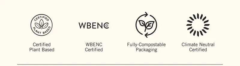 Certified Plant Based. WBE NC Certified. Fully-Compostable Packaging. Climate Neutral Certified.