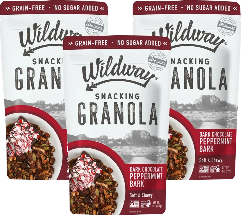 Image of Wildway Soft & Chewy Snacking Granola Dark Chocolate Peppermint Bark (3 Pack)