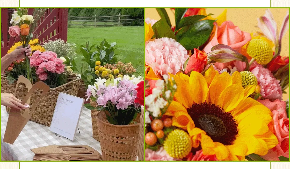 Animation of Party Box flowers being used.