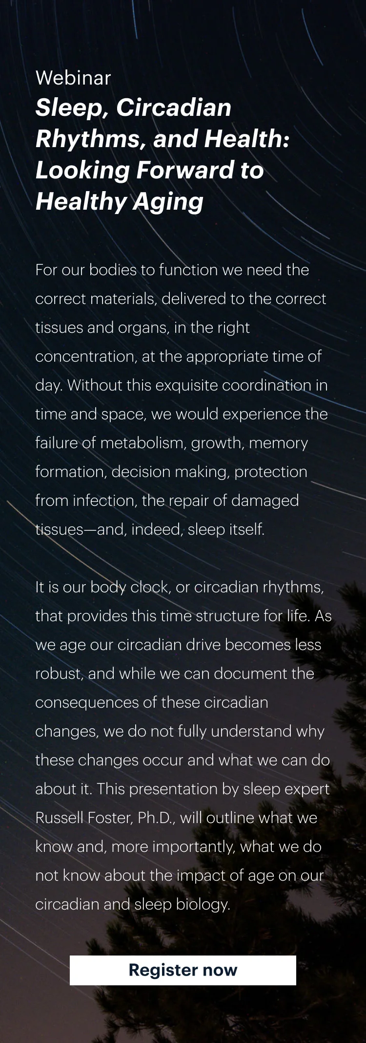 Webinar | Sleep, Circadian Rhythms, and Health: Looking Forward to Healthy Aging