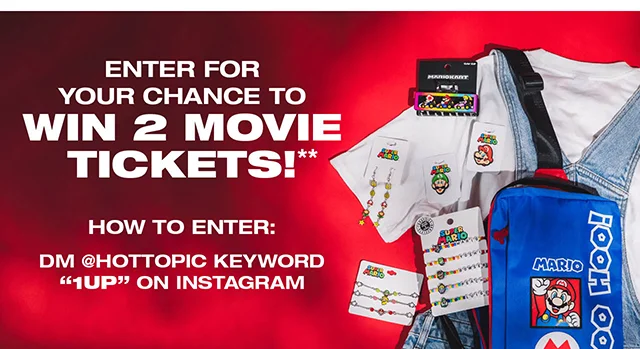 Enter For Your Chance To Win 2 Movie Tickets! How To Enter - DM hottopic Keyword 1UP on Instagram