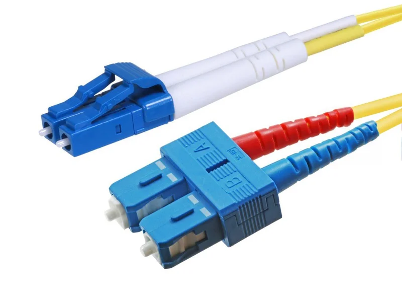 Single-Mode Fiber Optic Cable - LC-SC UL 2mm 9/125 OFNR Duplex Yellow 5M