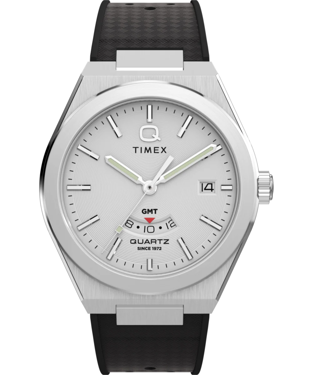 Image of Q Timex® Continental GMT 39mm Synthetic Rubber Strap Watch