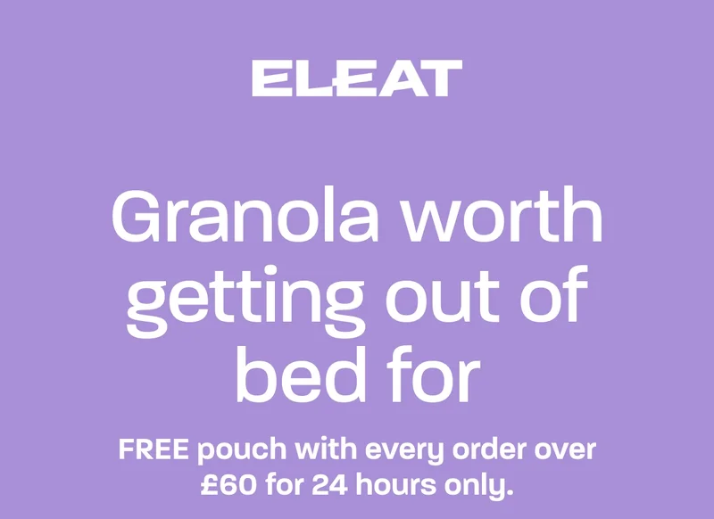 Granola worth getting out of bed for. FREE pouch with every order or £60 for 24 hours only.