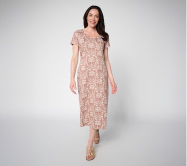 Belle Beach by Kim Gravel Regular Slub Knit Palm Maxi Dress