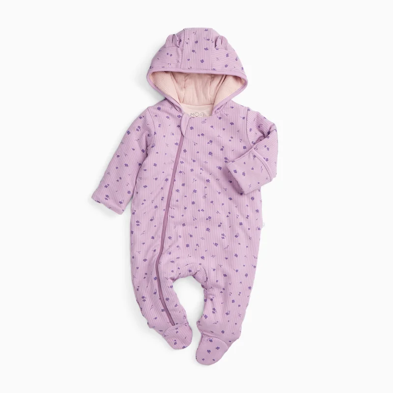 Image of Lilac Floral Ribbed Pramsuit