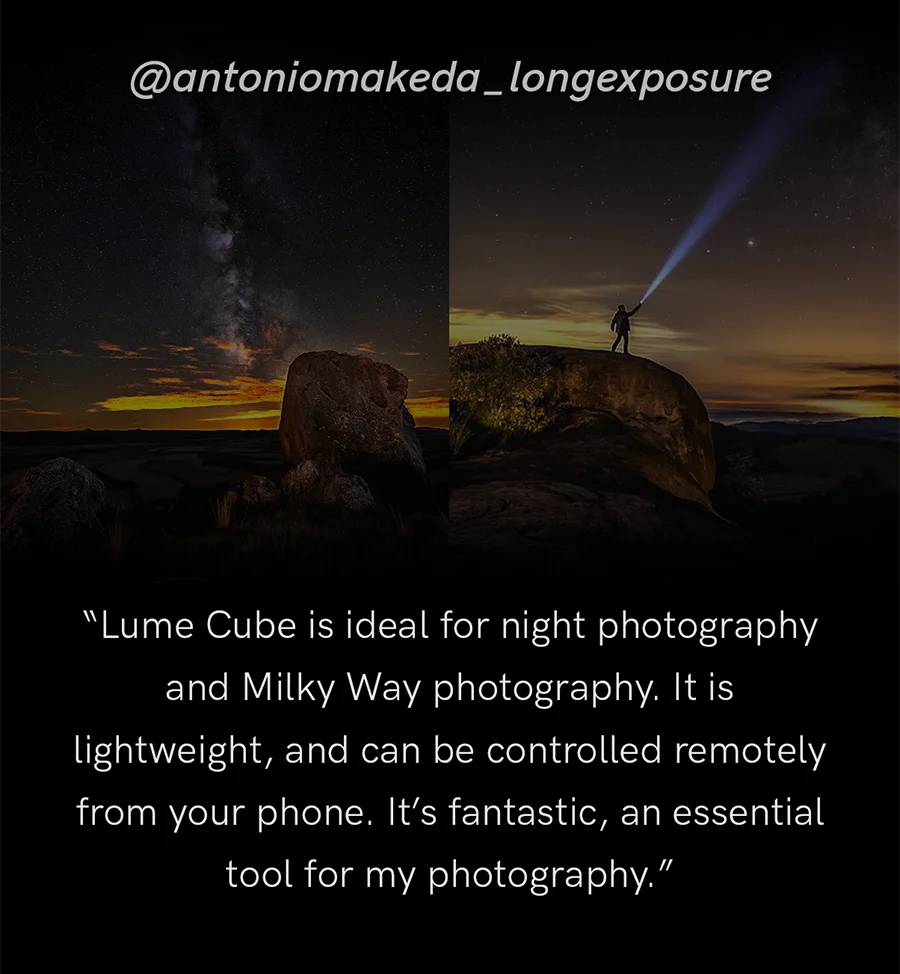 Creative professional @antoniomakeda_longexposure lighting up their shoots with Lume Cube products.