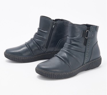 Clarks Collection Leather Ruched Ankle Boots - Caroline Orchid