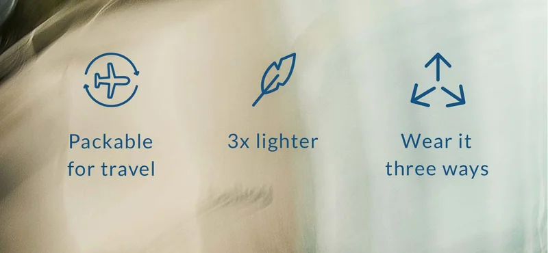 3x lighter  Foldable for travel  Multiple carry modes