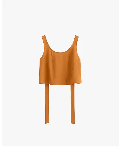 Linen Cropped Tank Saffron
