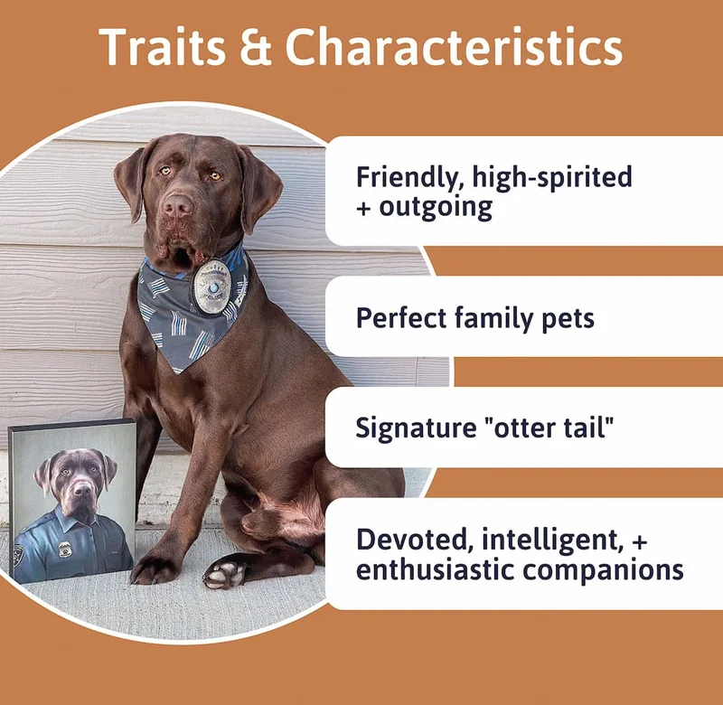 Traits & Characteristics - Friendly, high-spirited + outgoing - Perfect family pets - Signature "otter tail" - Devoted, intelligent, + enthusiastic companions