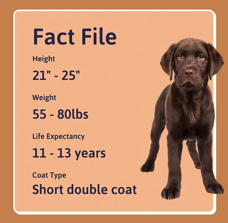 Fact File Height: 21" - 25" Weight: 55 - 80 lbs Life Expectancy: 11 - 13 years Coat Type: Short double coat