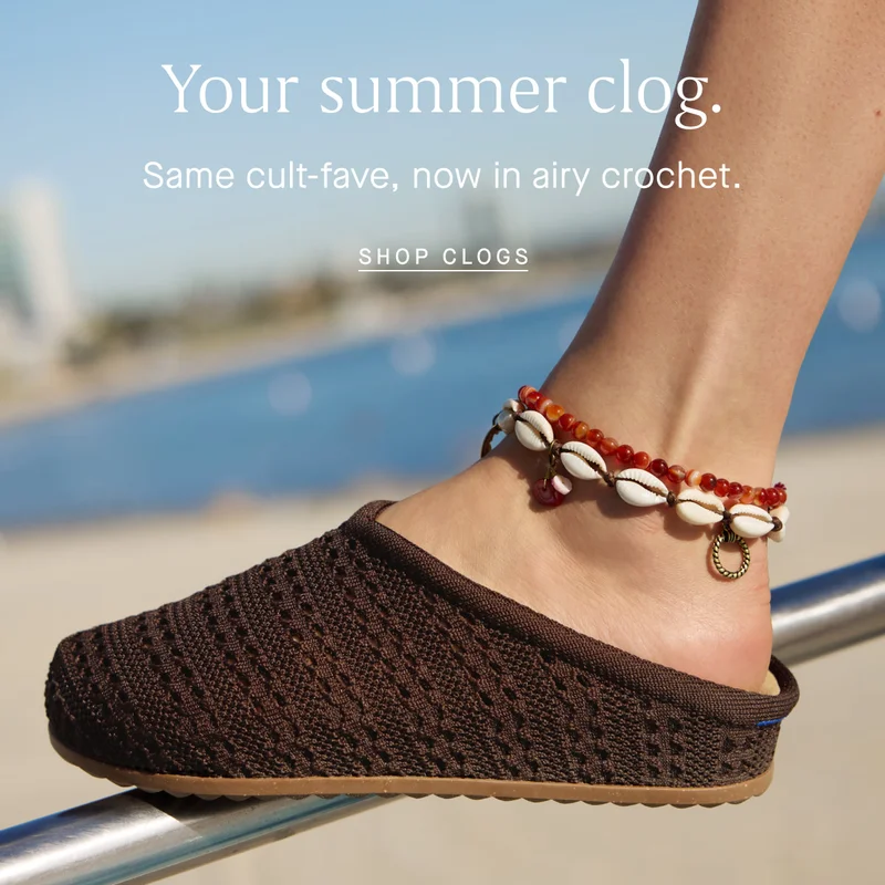 Your summer clog. Same cult-fave, now in airy crochet.