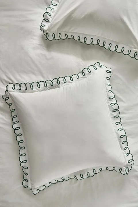 Maeve by Anthropologie Organic Cotton Looped Embroidered Euro Sham