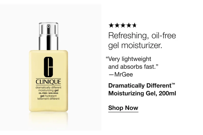 Refreshing, oil-free gel moisturizer. “Very lightweight and absorbs fast.” —MrGee Dramatically Different™ Moisturizing Gel, 200ml Shop Now
