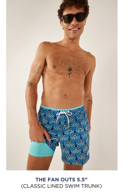 Classic Lined Swim Trunk: The Fan Outs 5.5"