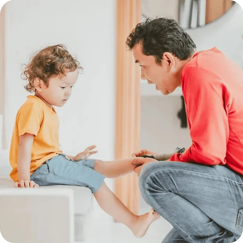 a dad talking to his testy toddler, avoiding phrases that don't work a dad talking to his testy toddler, avoiding phrases that don't work
