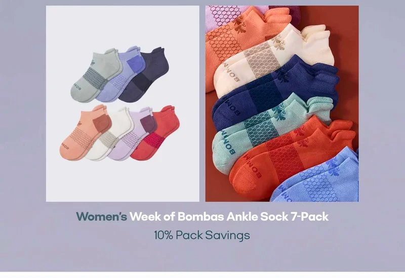 Women's Week of Bombas Ankle Sock 7-Pack 10% Pack Savings