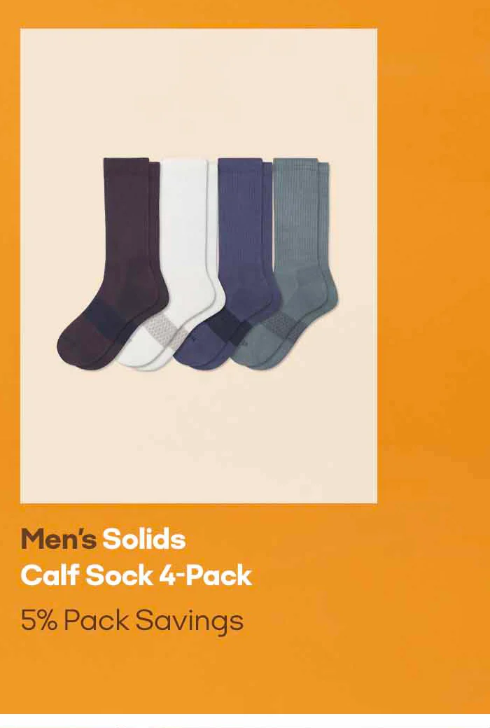 Men's Solids Calf Sock 4-Pack 5% Pack Savings