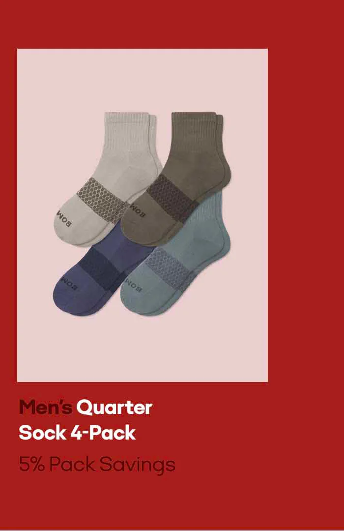 Men's Quarter Sock 4-Pack 5% Pack Savings