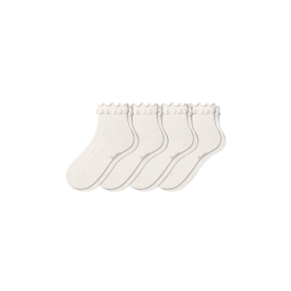Youth Ruffle Rib Quarter Sock 4-Pack