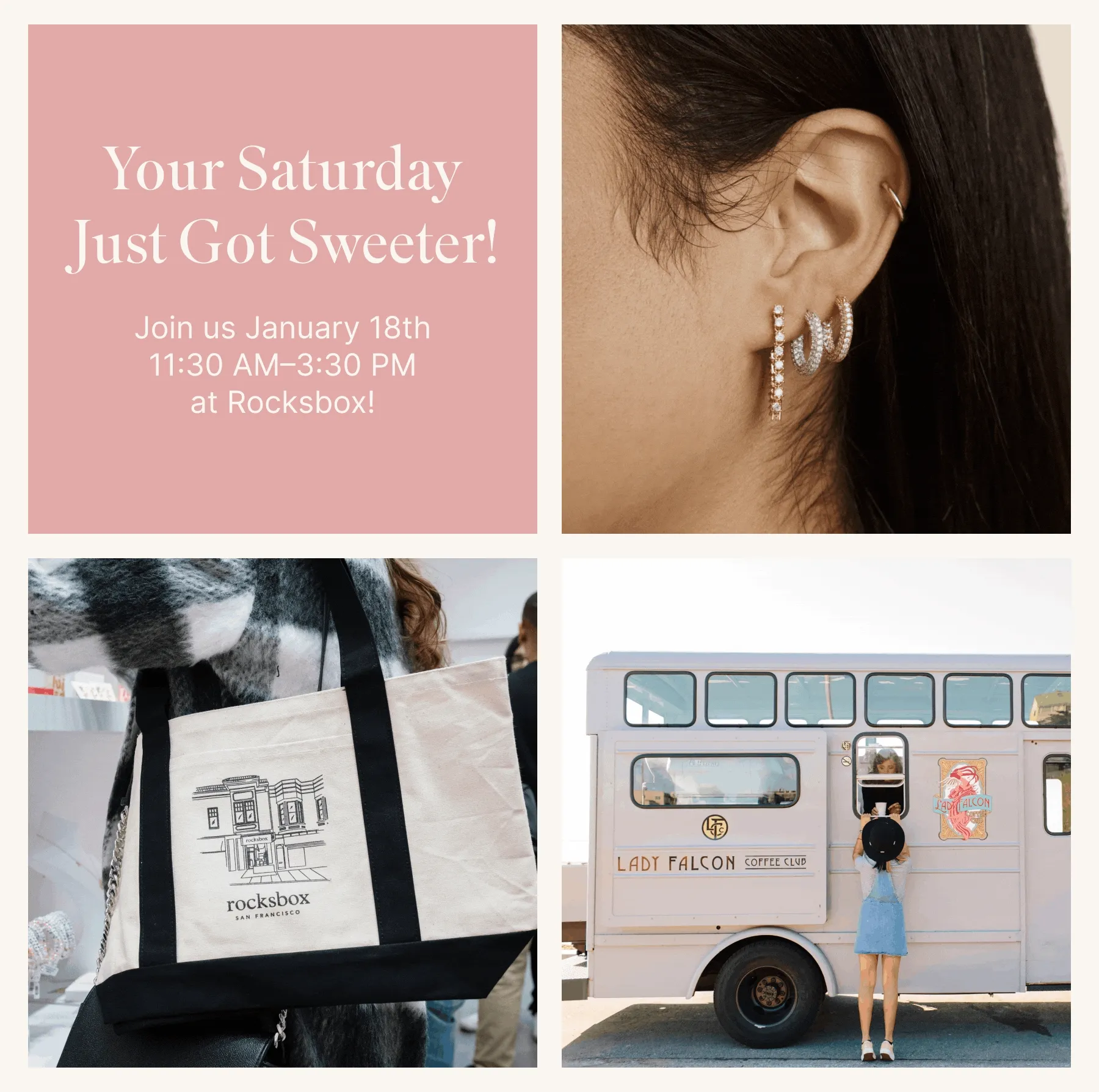 Your Saturday Just Got Sweeter! Join us January 18th 11:30 AM - 3:30 PM at Rocksbox!