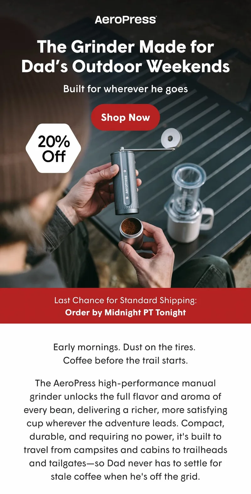 the grinder made for dad's outdoor weekends - shop now - 20% off