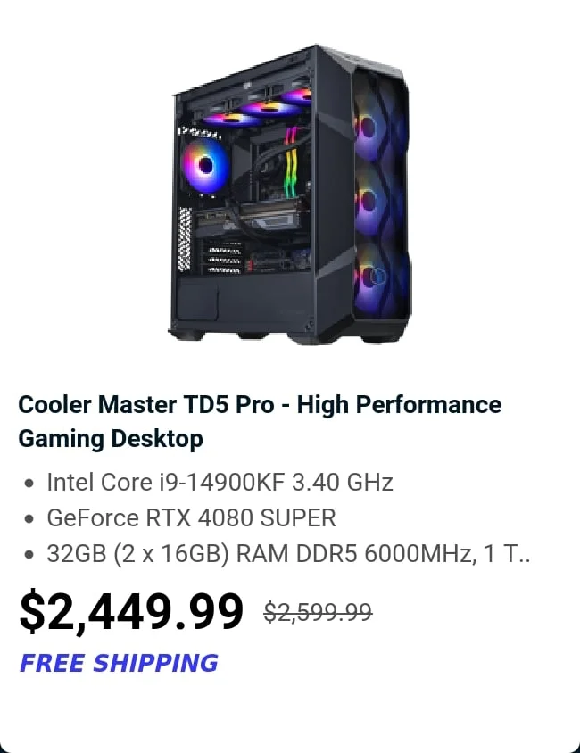 Cooler Master TD5 Pro - High Performance Gaming Desktop