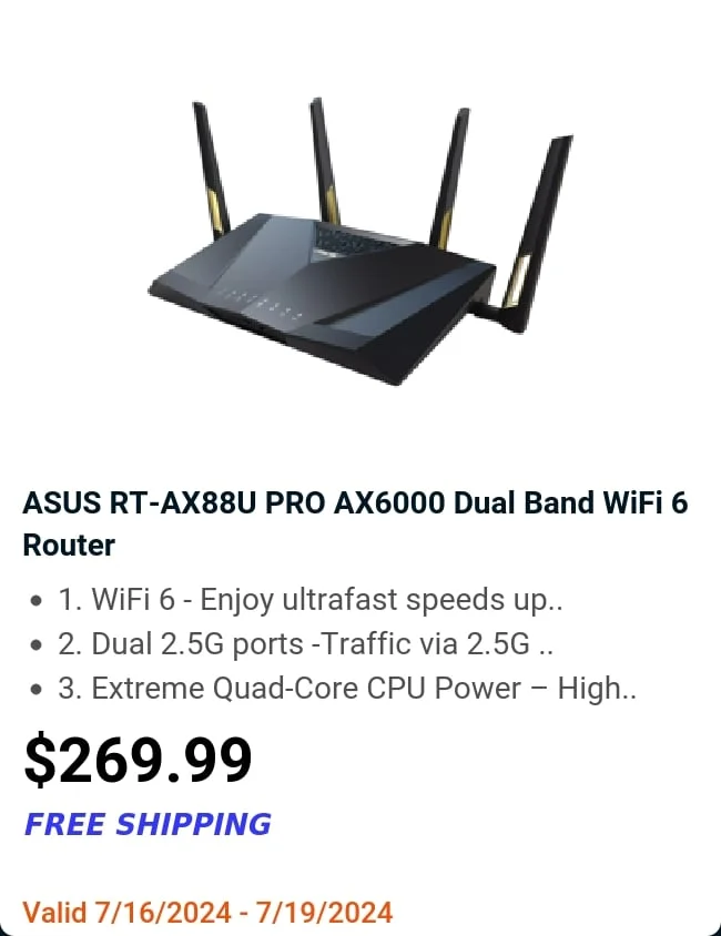 ASUS RT-AX88U PRO AX6000 Dual Band WiFi 6 Router