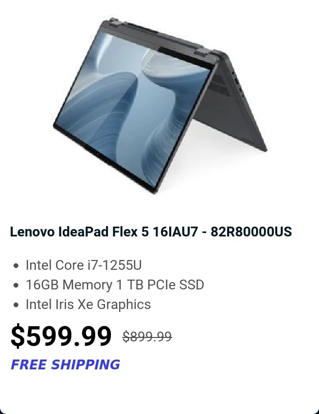 Lenovo IdeaPad Flex 5 16IAU7 - 82R80000US