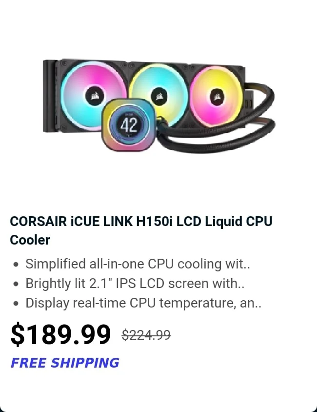 CORSAIR iCUE LINK H150i LCD Liquid CPU Cooler