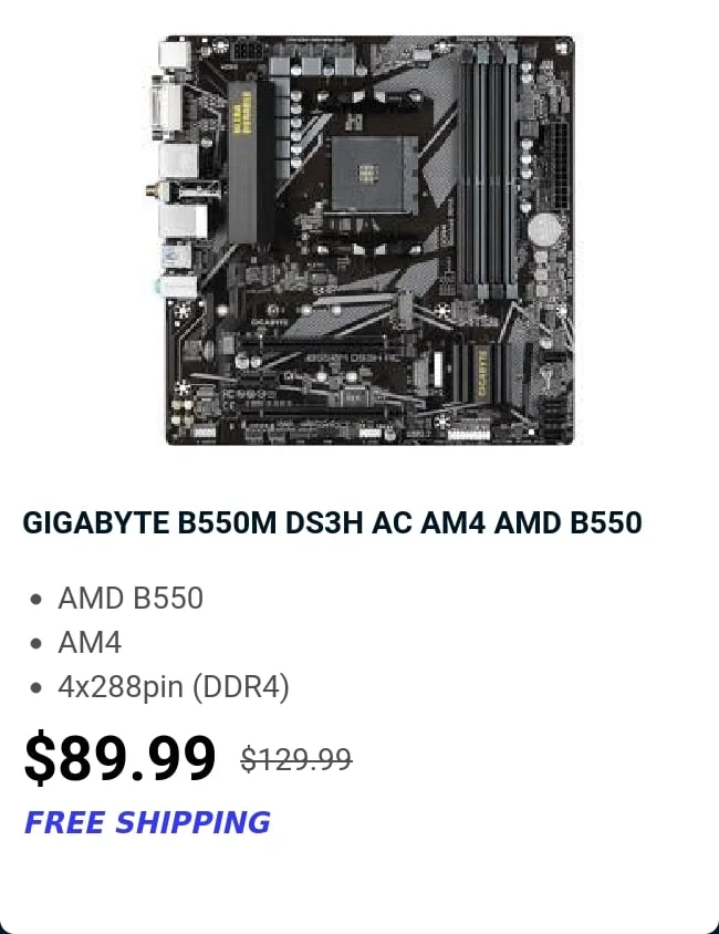 GIGABYTE B550M DS3H AC AM4 AMD B550