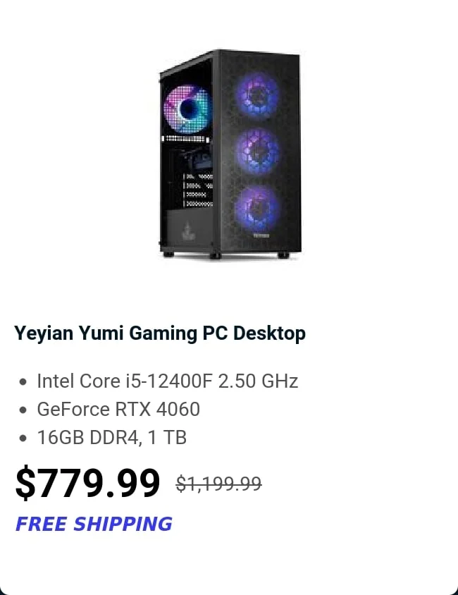 Yeyian Yumi Gaming PC Desktop