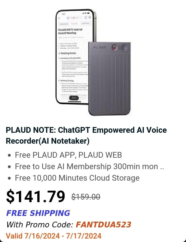 PLAUD NOTE: ChatGPT Empowered AI Voice Recorder(AI Notetaker)