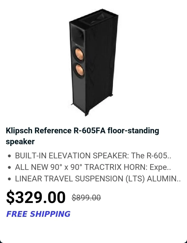 Klipsch Reference R-605FA floor-standing speaker