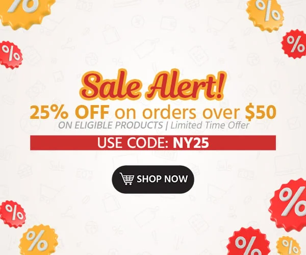 25% off orders $50+ on eligible products Use promo code: discount code