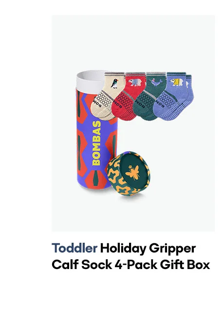 Toddler Holiday Gripper Calf Sock 4-Pack Gift Box