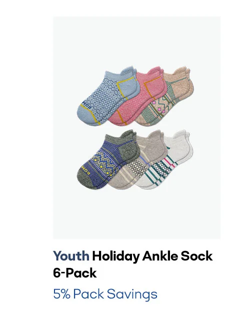 Youth Holiday Ankle Sock 6-Pack