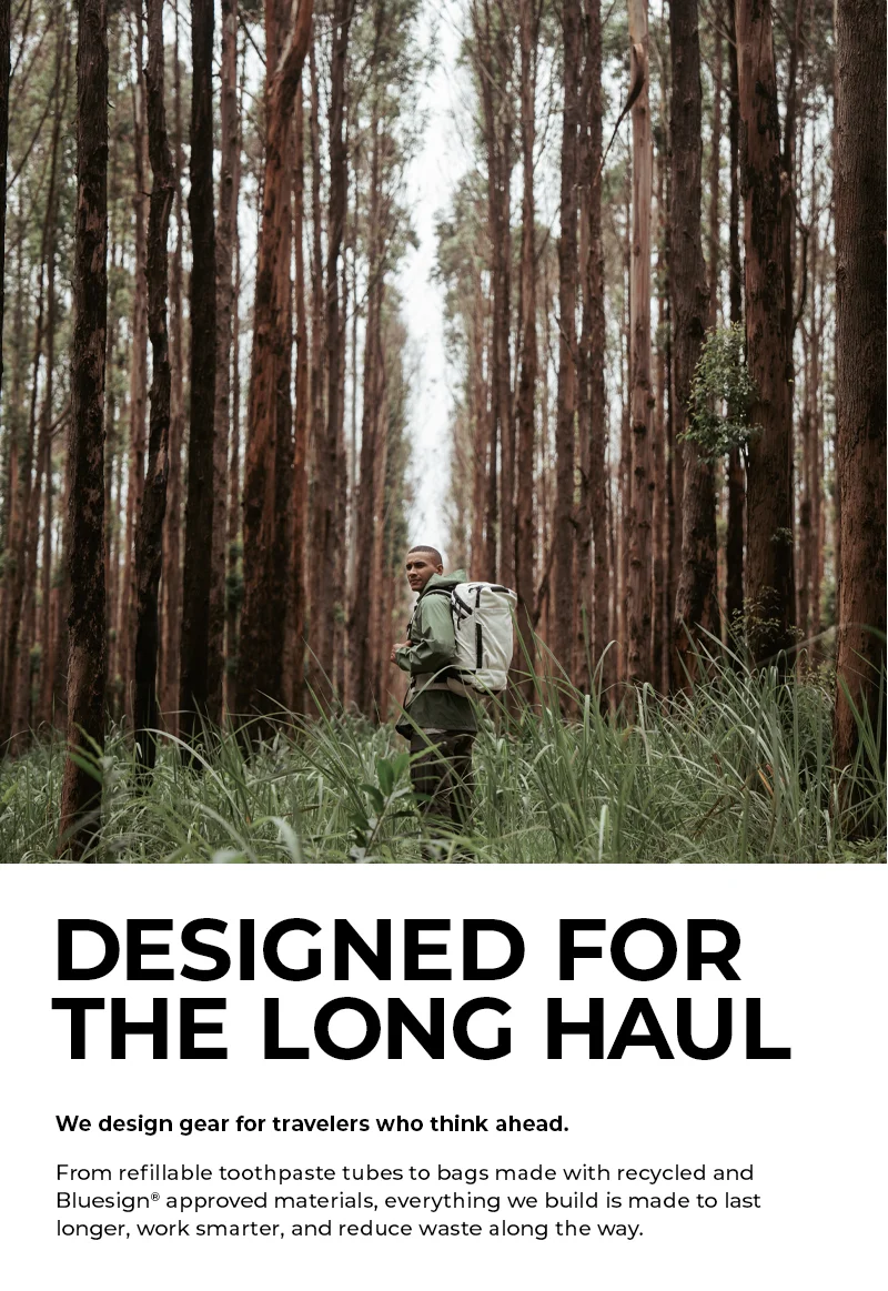 Designed for the long haul. We design gear for travelers who think ahead.