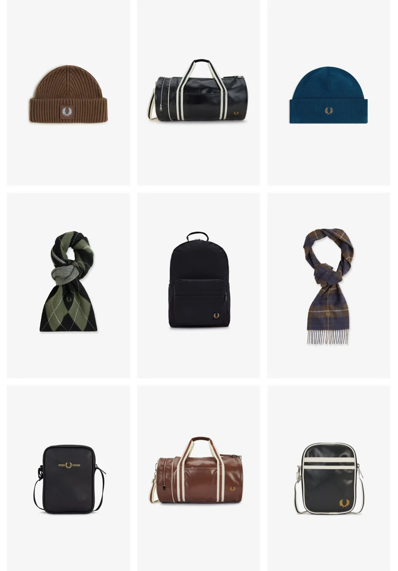 A selection of Fred Perry Bags and Accessories