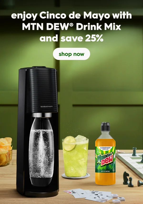 25% off Sodastream MTN DEW Zero Sugar Drink Mix 440ml 25% off Sodastream MTN DEW Zero Sugar Drink Mix 440ml