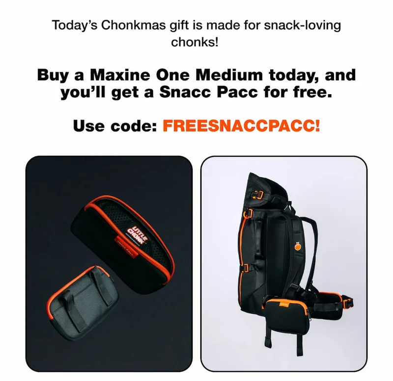 Use code: FREESNACCPACC!