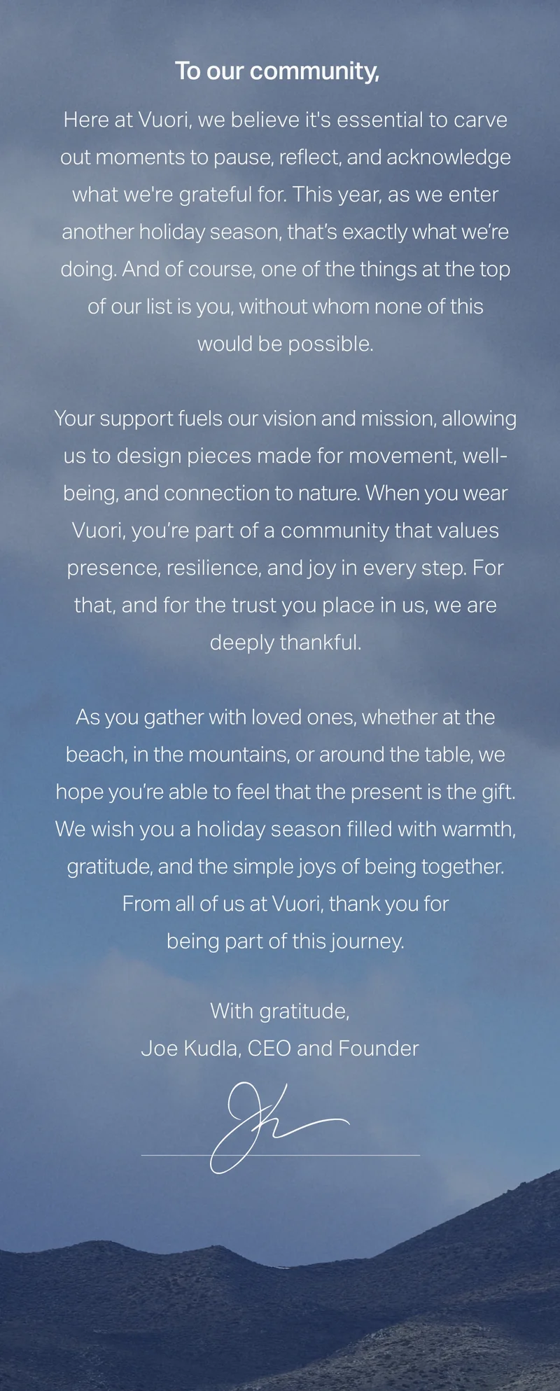 To our community